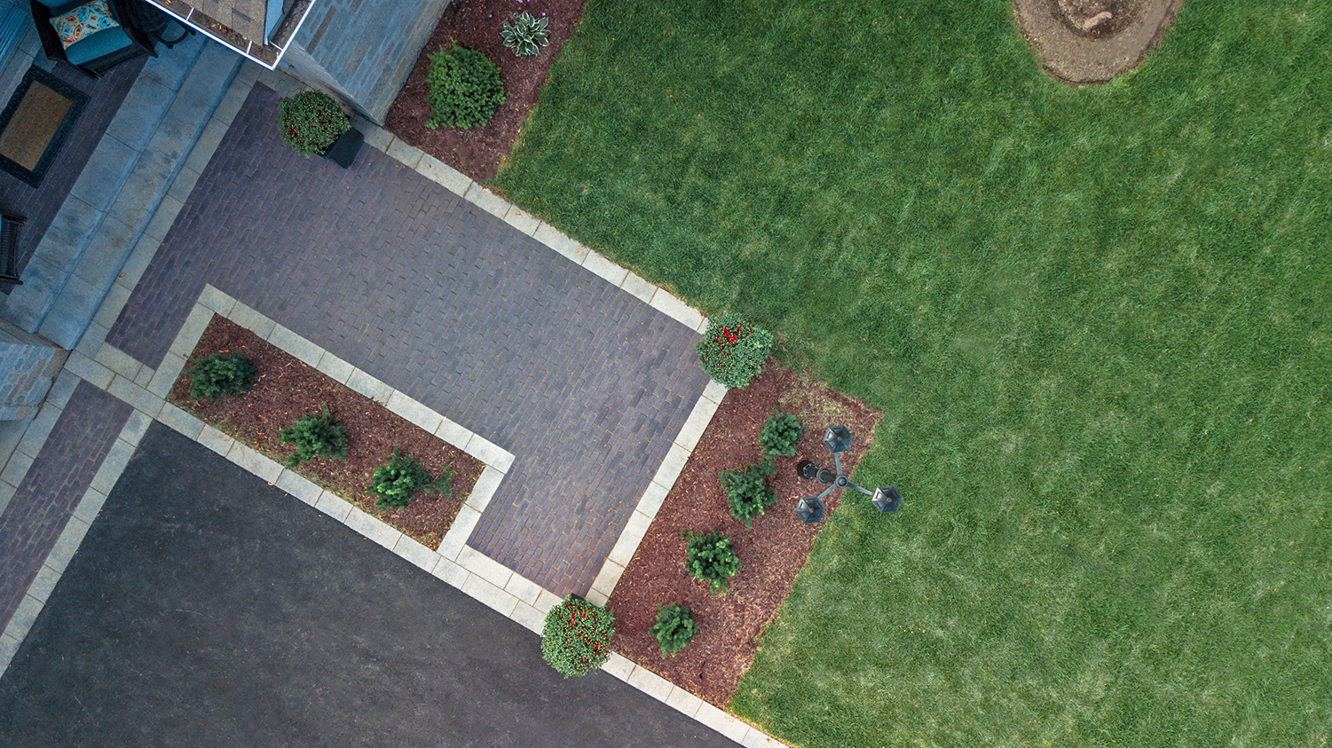Aeriel photo of landscaping and concrete done by DLC teams